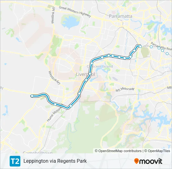 T2 Train Line Map