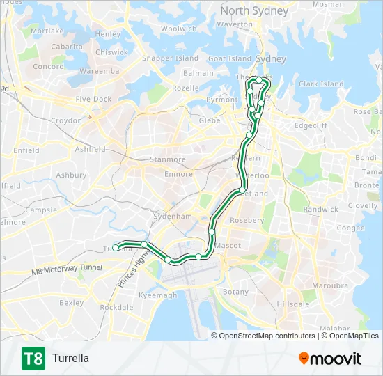 T8 Train Line Map