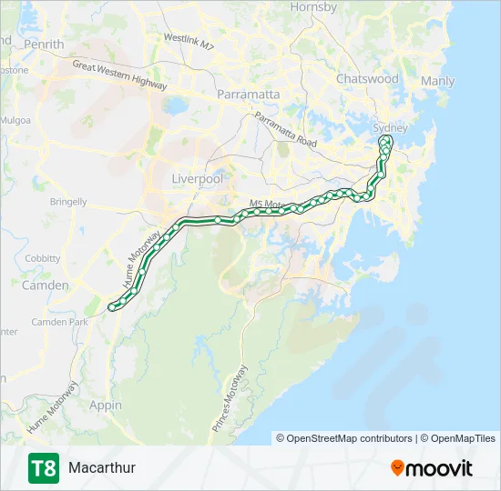 T8 Train Line Map