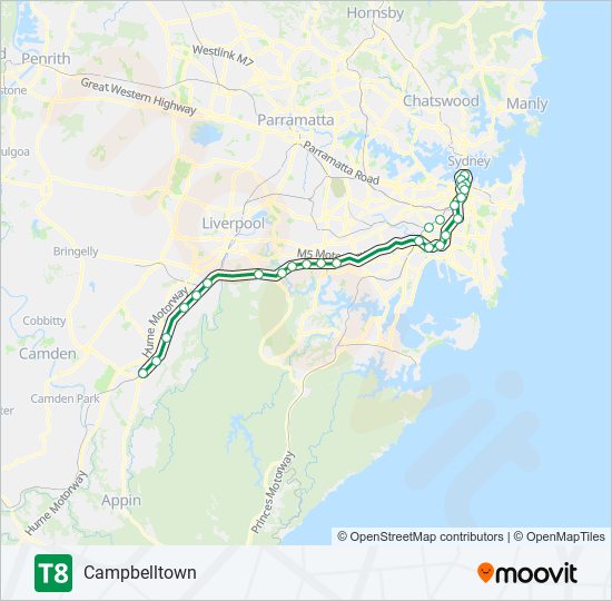 T8 train Line Map