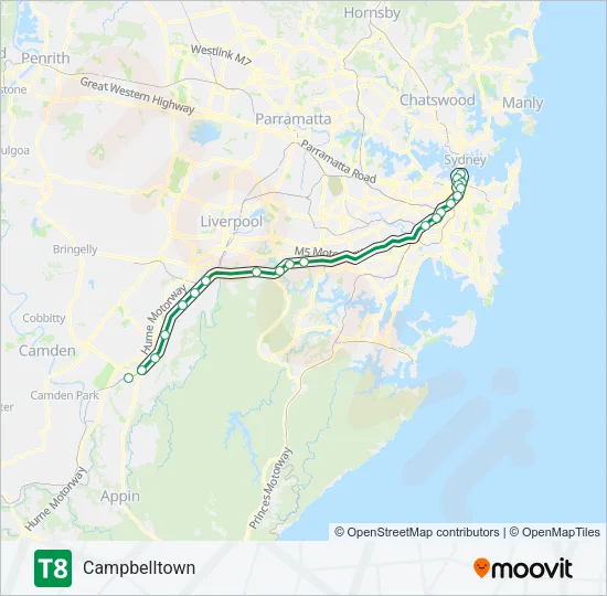 T8 Train Line Map