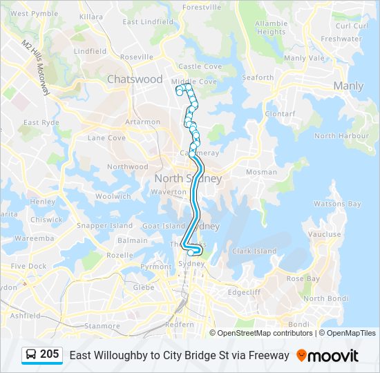 Mapa de 205 de autobús