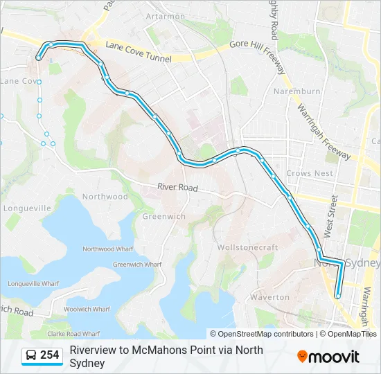254 Bus Line Map