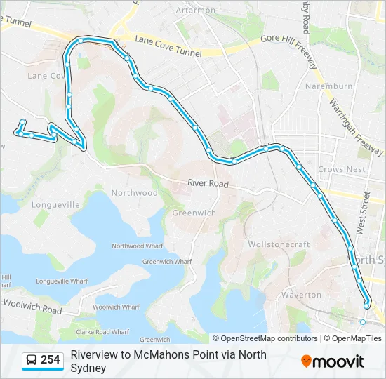 254 Bus Line Map