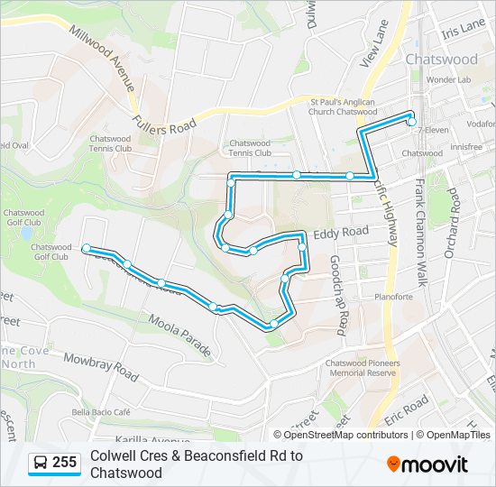 Mapa de 255 de autobús