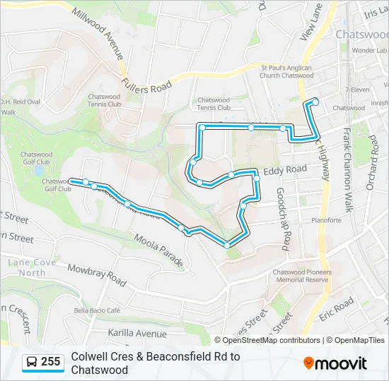 255 Bus Line Map