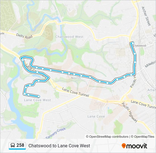 258 Route: Schedules, Stops & Maps - Lane Cove-Mars Road (Updated)