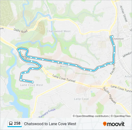258 Bus Line Map