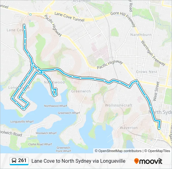 261 Bus Line Map