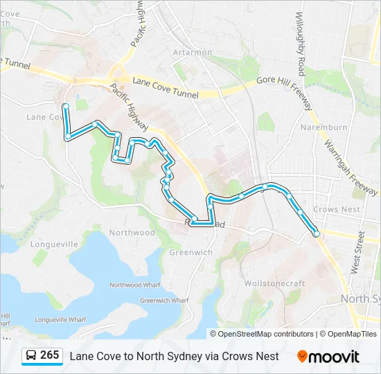 265 Bus Line Map