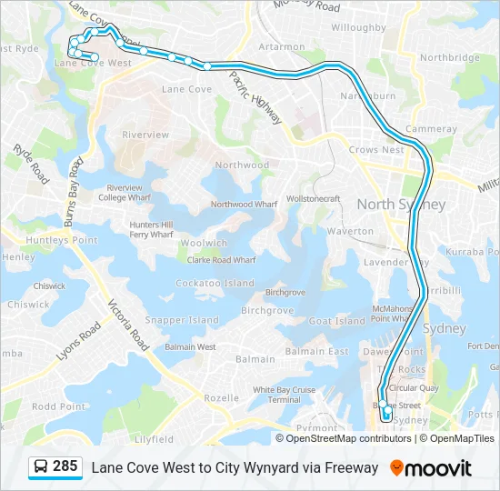285 Bus Line Map