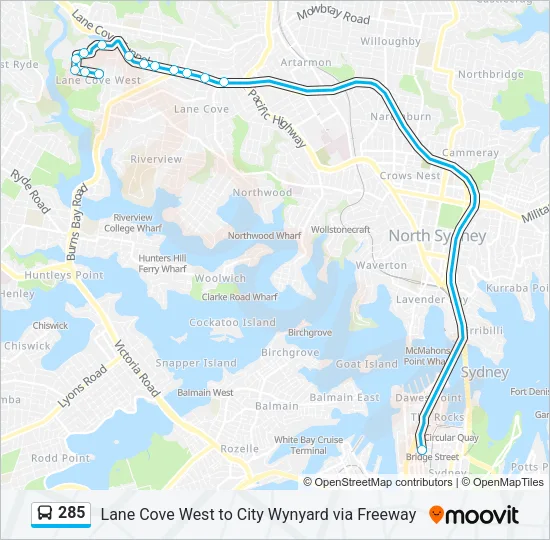 285 Bus Line Map