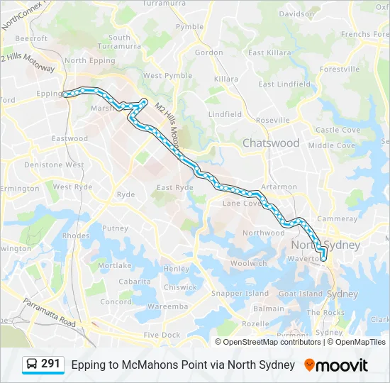 291 Bus Line Map