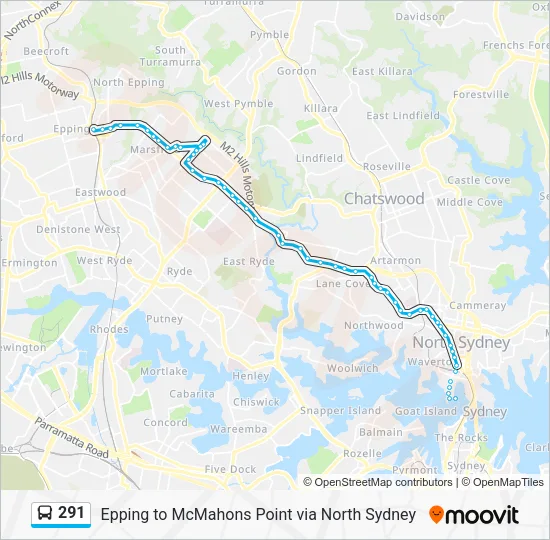 291 Bus Line Map