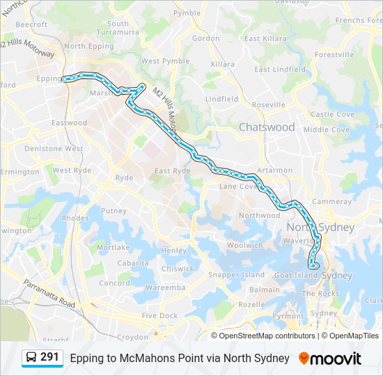 Mapa de 291 de autobús