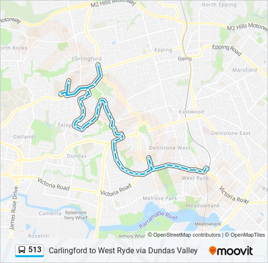 Mapa de 513 de autobús