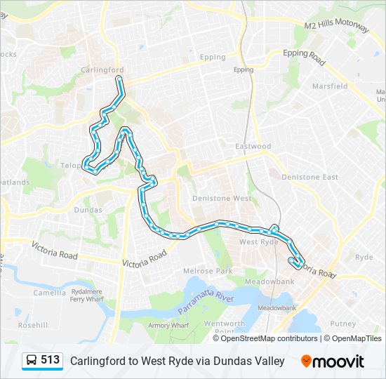 Mapa de 513 de autobús