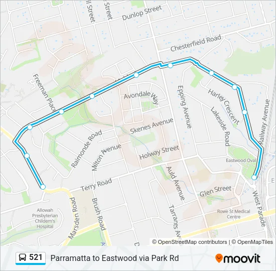 521 Bus Line Map