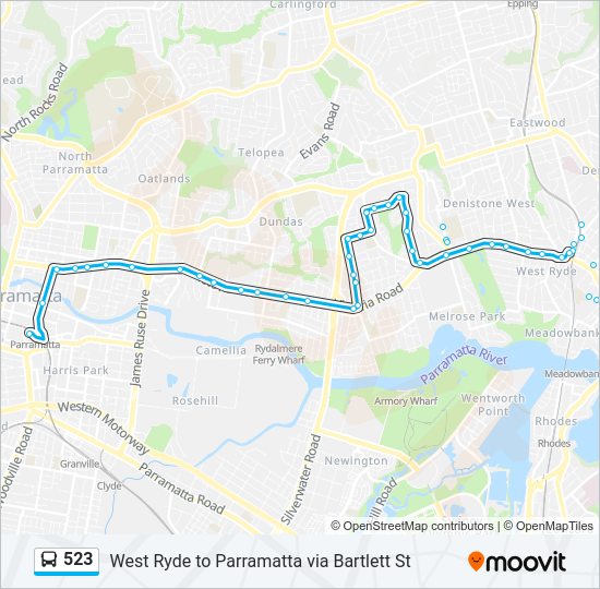 Mapa de 523 de autobús