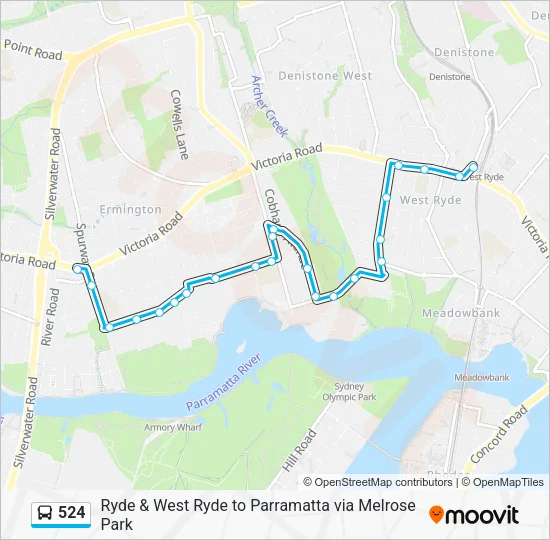 524 Bus Line Map