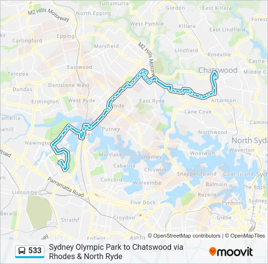 533 Bus Line Map