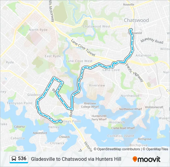 536 Bus Line Map