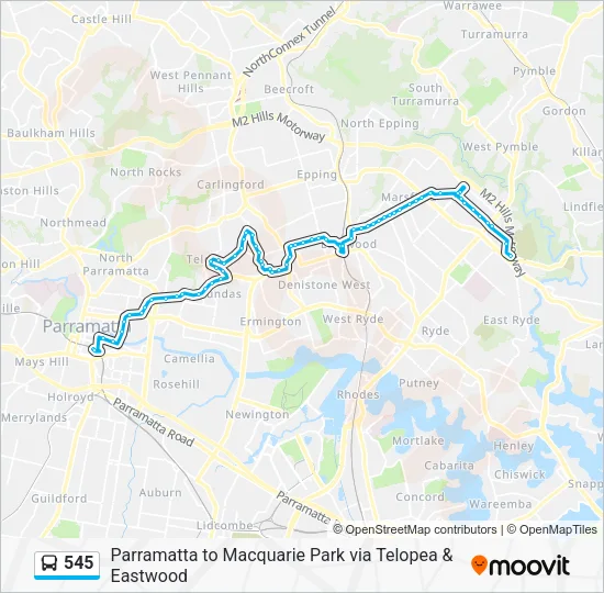 545 Bus Line Map