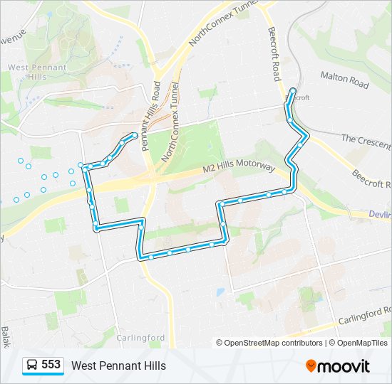 Mapa de 553 de autobús