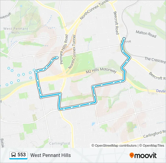 553 Bus Line Map