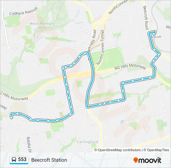 553 Bus Line Map