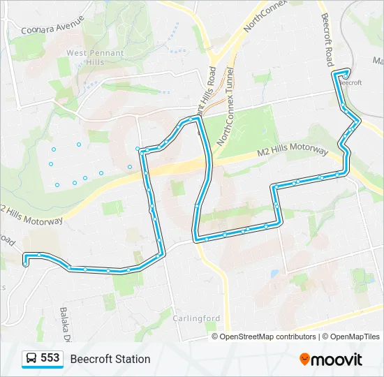 553 Bus Line Map