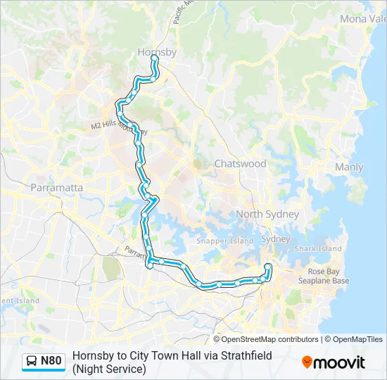 N80 Bus Line Map