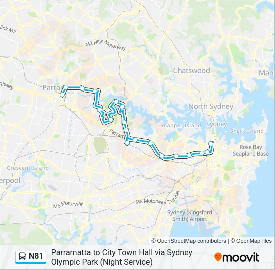 N81 Bus Line Map