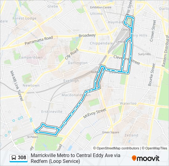 308 bus Line Map