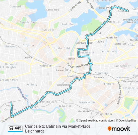 445 bus Line Map