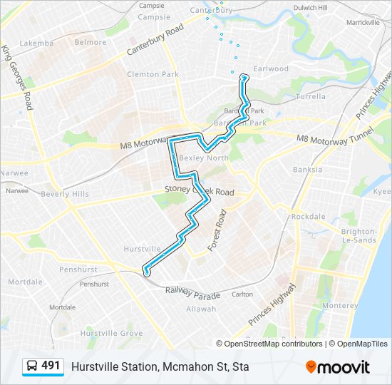 491 bus Line Map