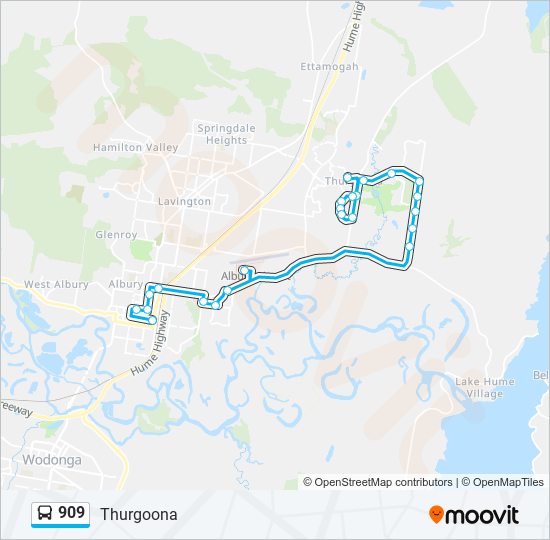 Mapa de 909 de autobús