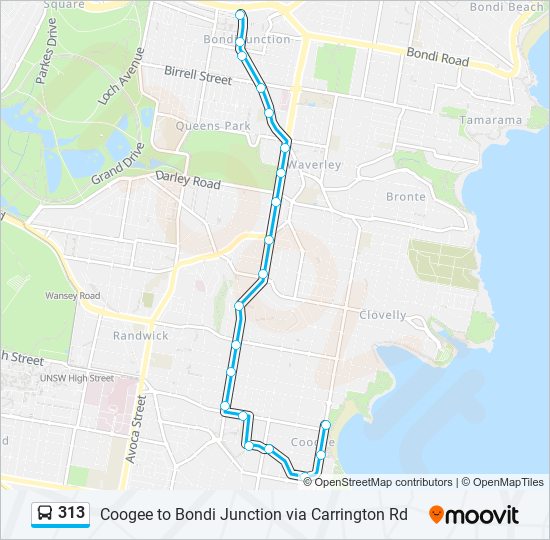 Mapa de 313 de autobús