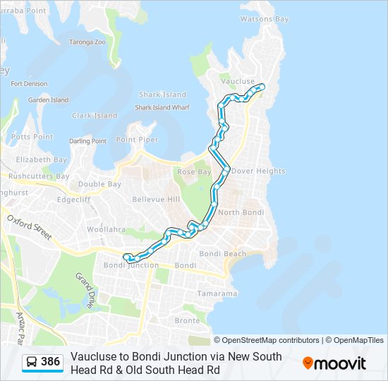 Mapa de 386 de autobús