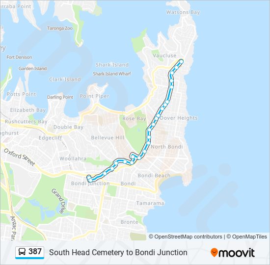 Mapa de 387 de autobús