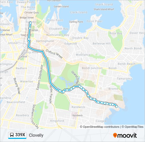 Mapa de 339X de autobús