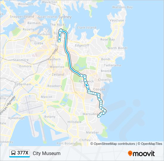 Mapa de 377X de autobús