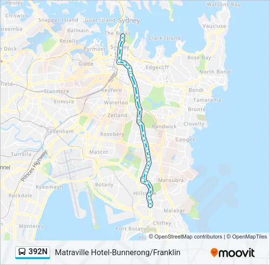 392N Bus Line Map
