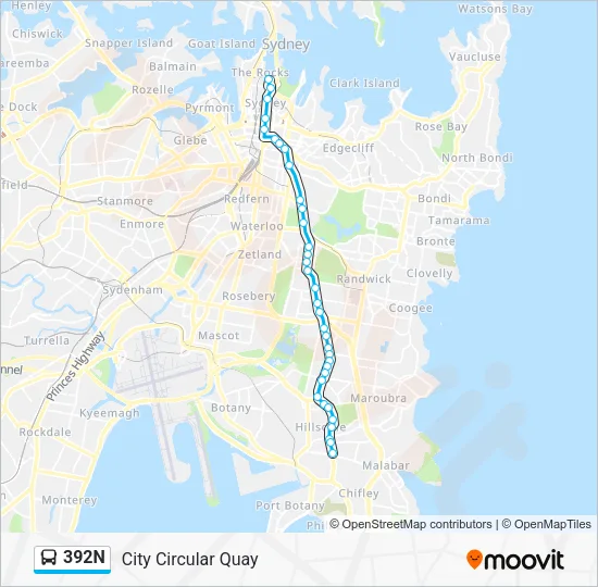 392N Bus Line Map