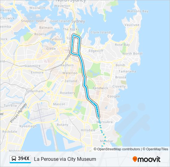 Mapa de 394X de autobús