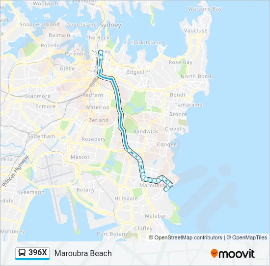 396X Bus Line Map