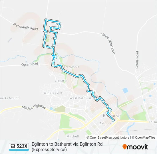 523X Bus Line Map