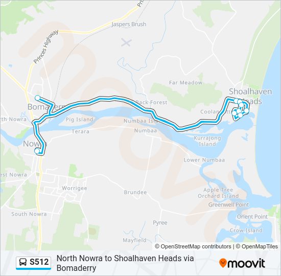 Mapa de S512 de autobús