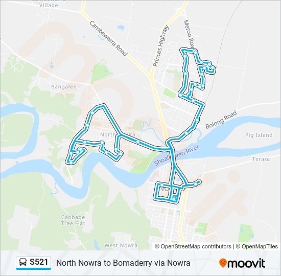 Mapa de S521 de autobús