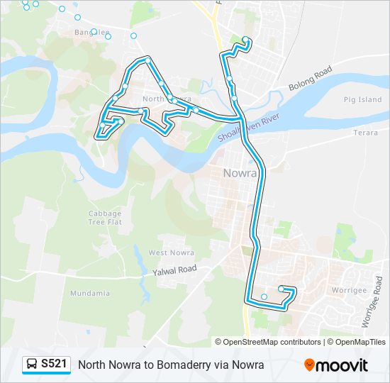 Mapa de S521 de autobús